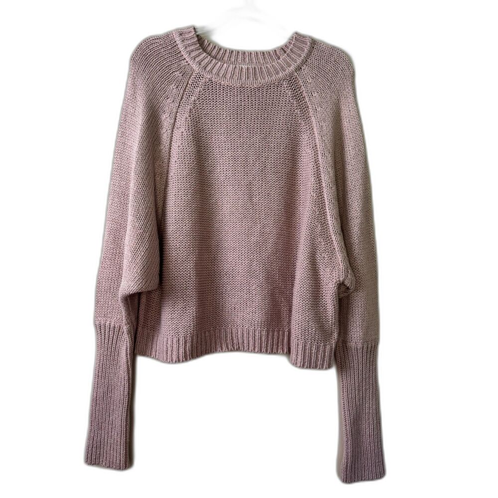 Evereve women's size medium M pink crop balloon sleeve knit pullover sweater